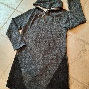 Black marled knit hoodie Dress S mini No Comment sweatshirt Comfy